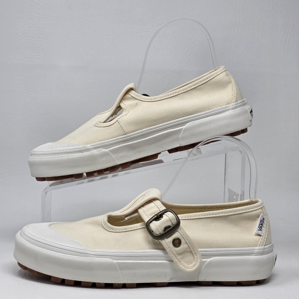 Vans Style 93 Mary Jane Women's Size 9.5 Beige Linen Canvas Buckle Shoes NEW - Picture 3 of 11